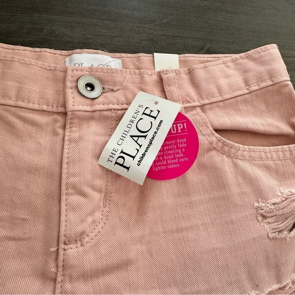 The Children”s Place girls pink destroyed shorts raw hem size 10 NWT